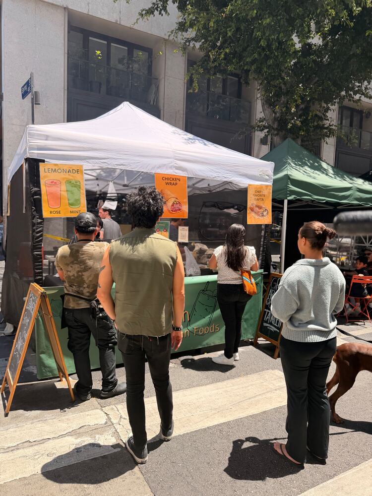 People lined up at the Tawleh booth downtown
